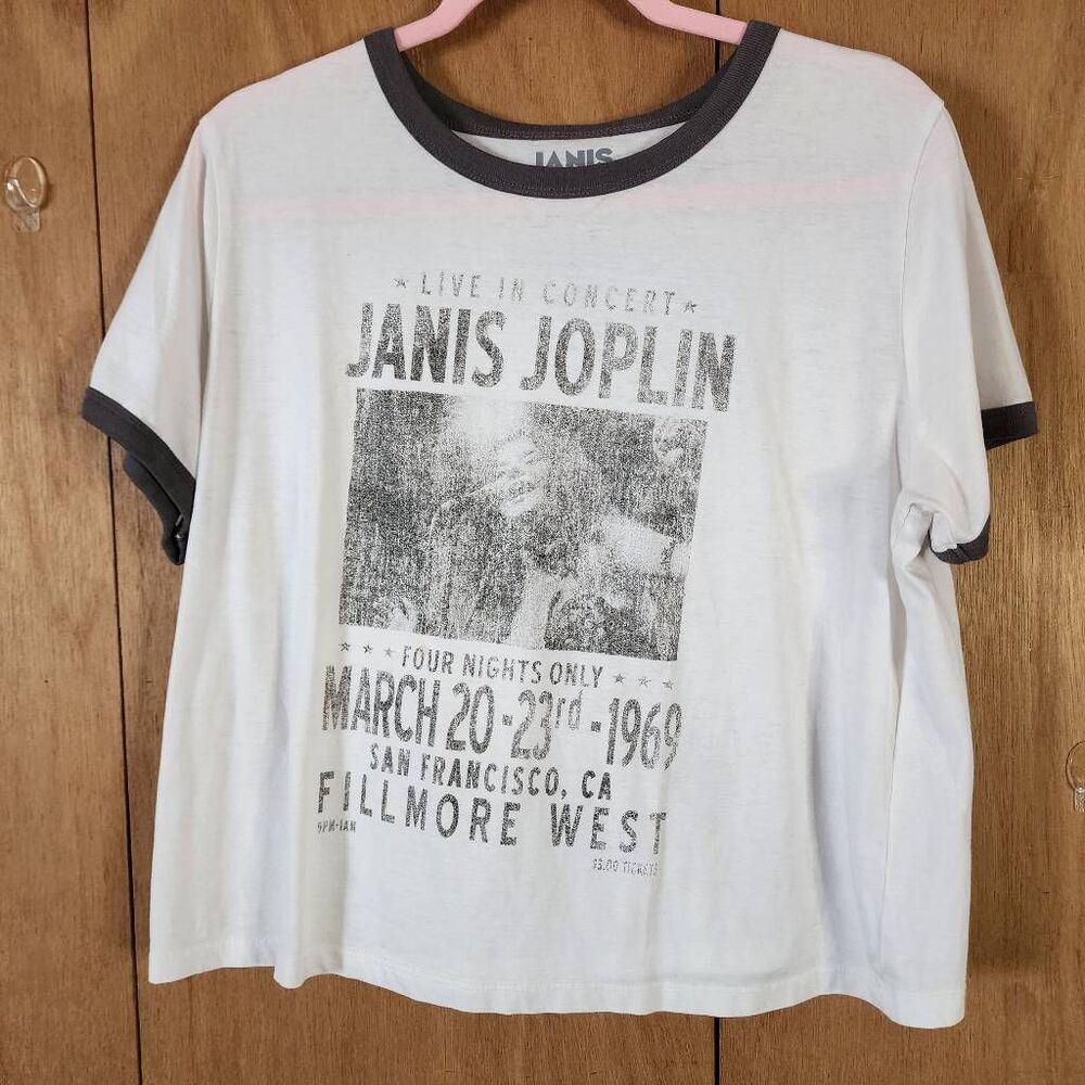 Janis Joplin Live In Concert Graphic Cropped Ringer  Tshirt Size XXL
